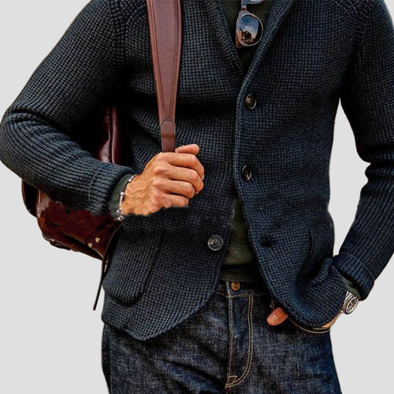 Knitted Blazer-Style Cardigan with Pockets