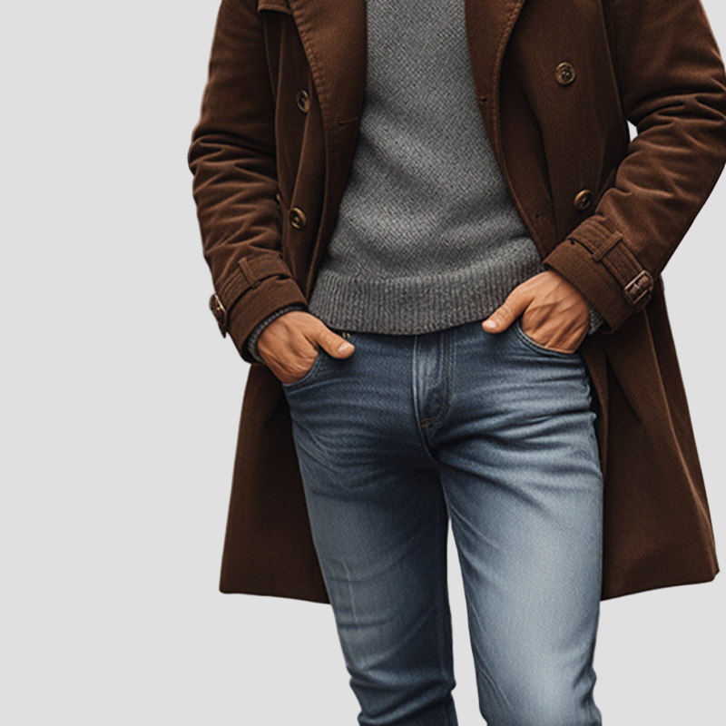 Warm Corduroy Winter Men’s Overcoat