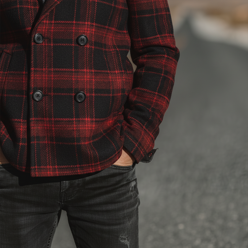 Classic Short Wool Check Coat