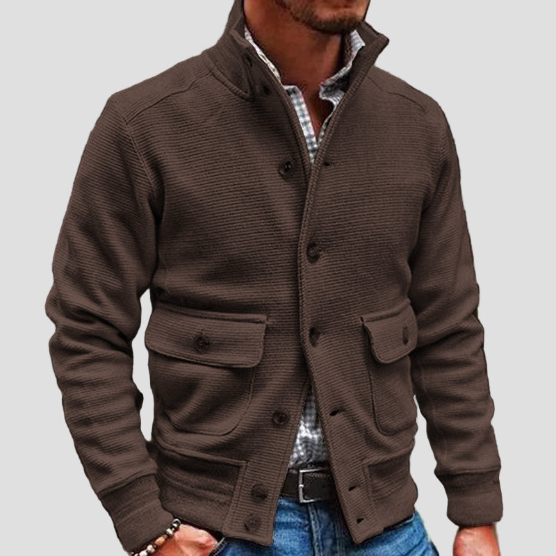 Men’s Solid Colour Jacket with Stand Collar