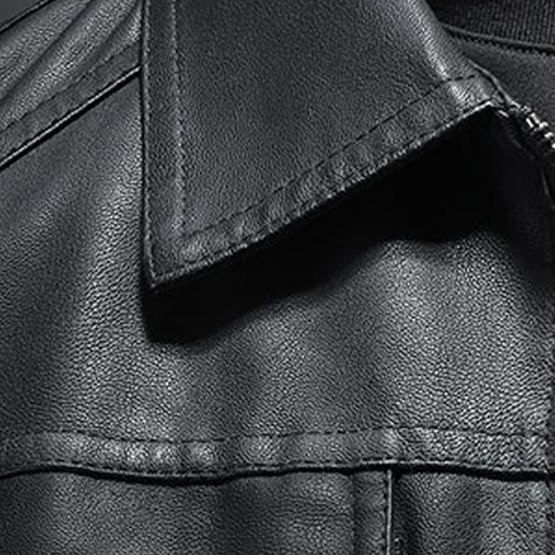 Men’s Leather Biker Jacket with Collar