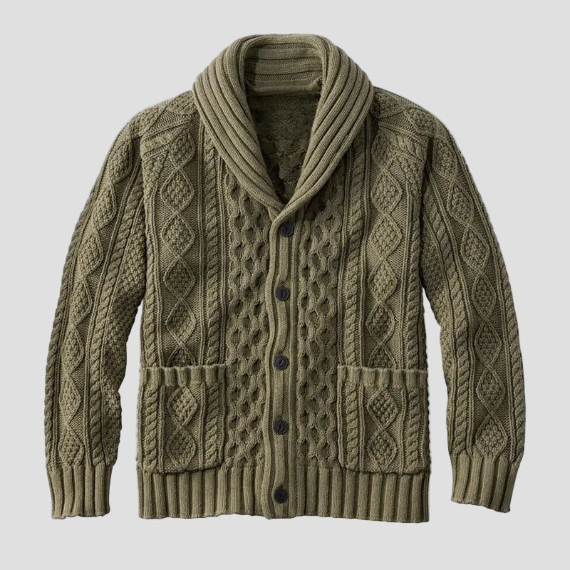 Retro Jacquard Knitted Cardigan in Relaxed Fit