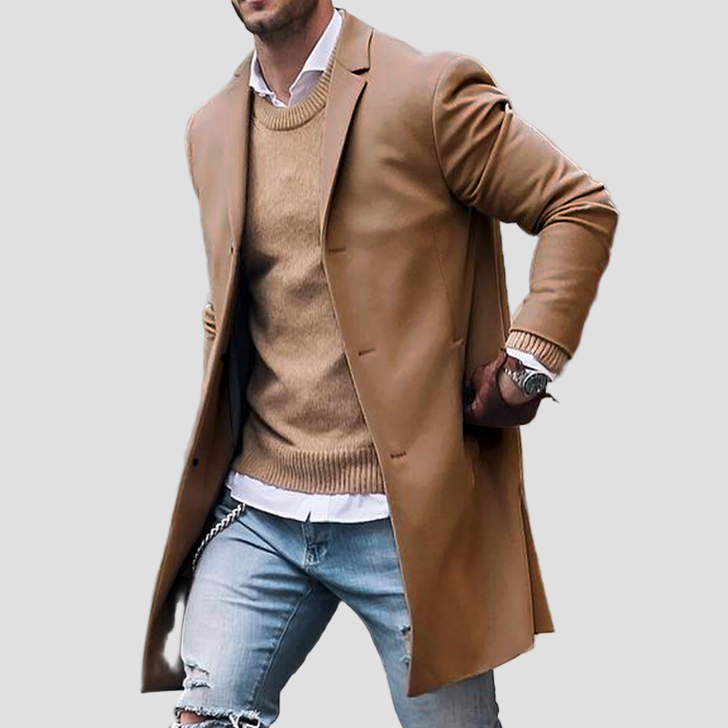 Mid-Length Coat with Collar and Buttons