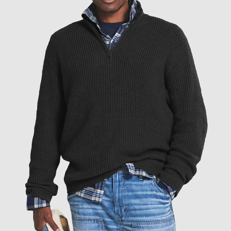 Men's Cashmere Business-Casual Zip Sweater