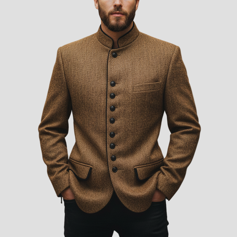 Retro Men’s Wool Herringbone Coat