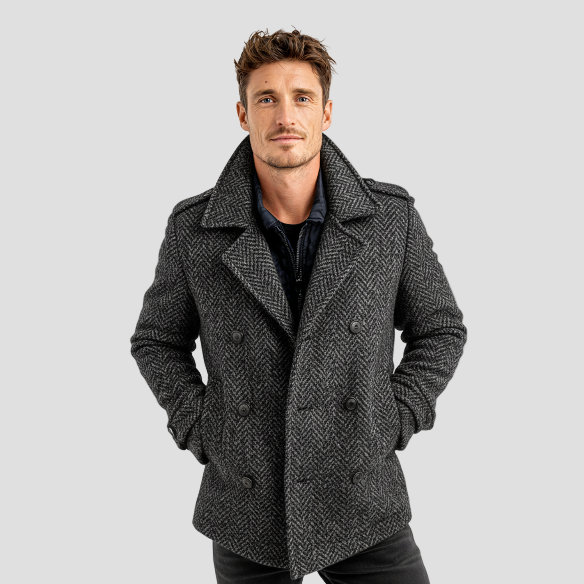 Herringbone Wool Coat