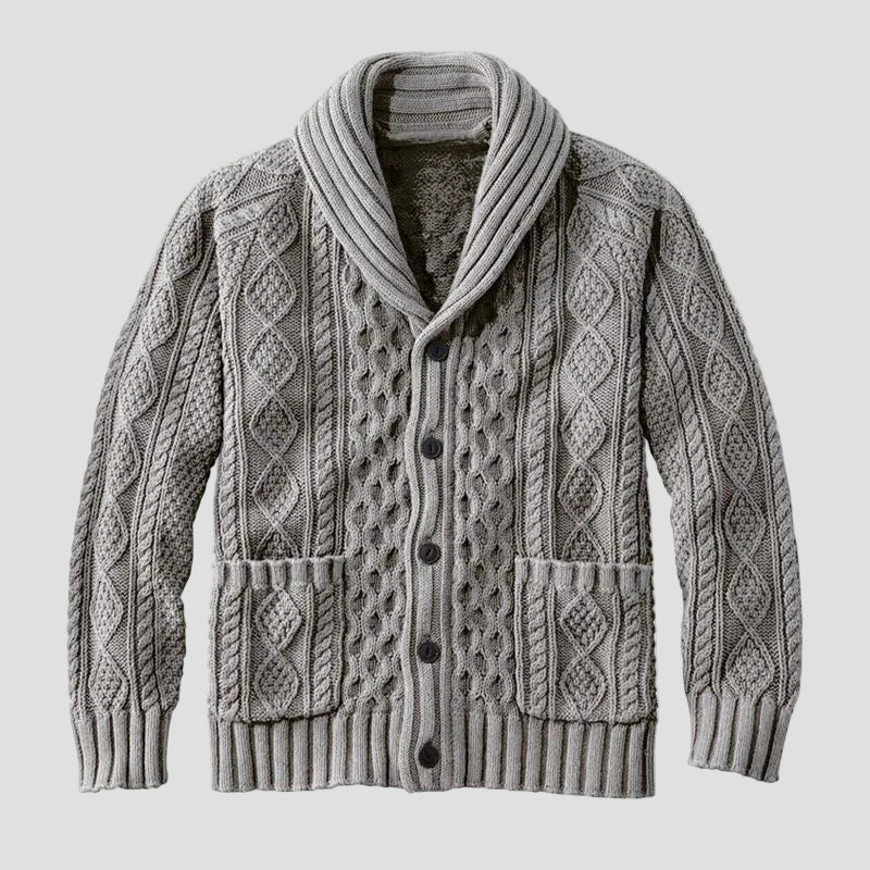 Retro Jacquard Knitted Cardigan in Relaxed Fit