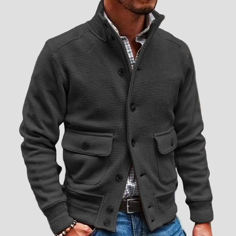 Men’s Solid Colour Jacket with Stand Collar