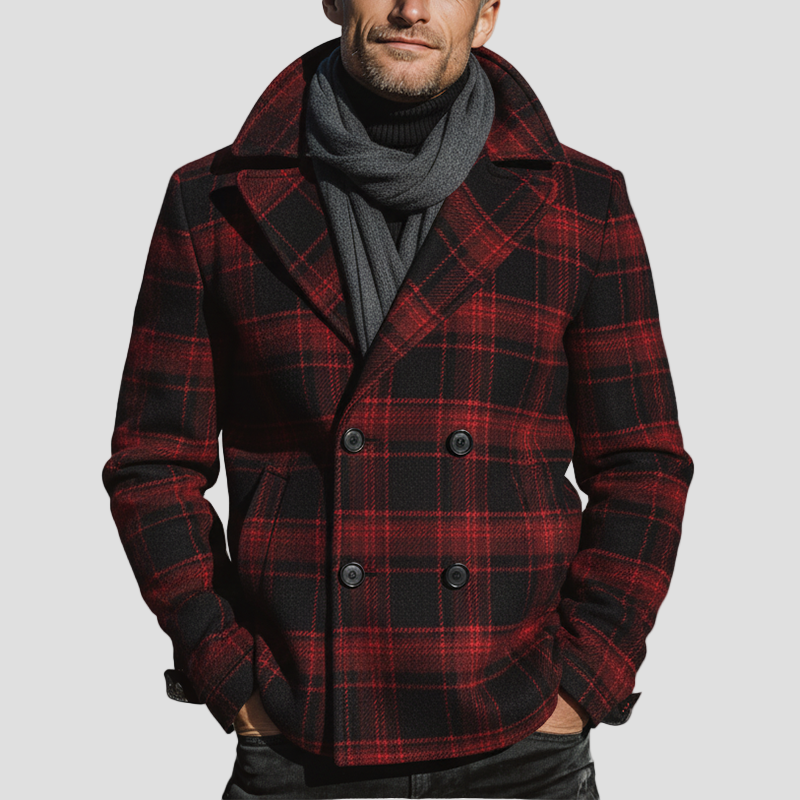 Classic Short Wool Check Coat