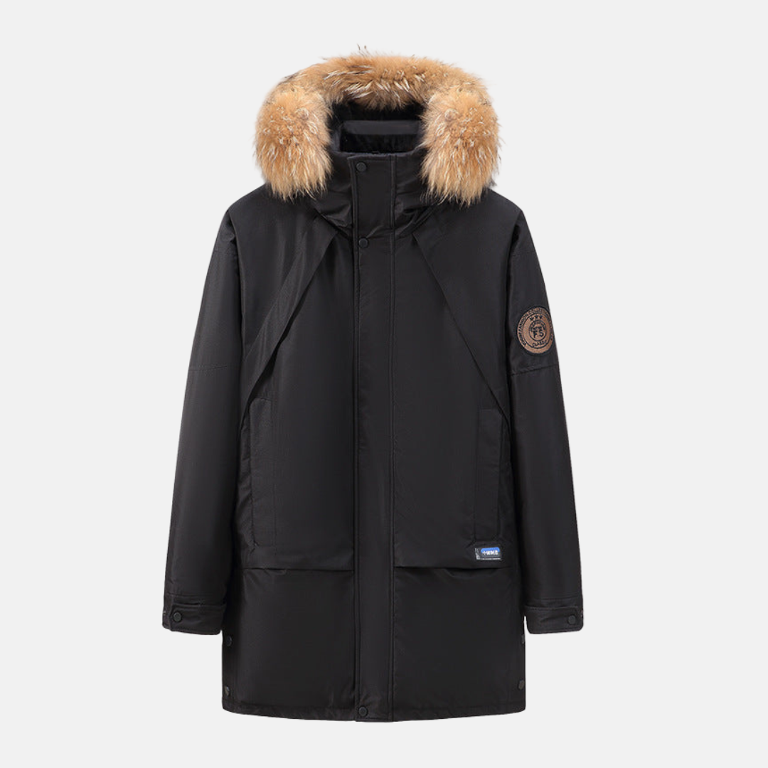 Men’s Winter Parka with Hood and Faux Fur Collar