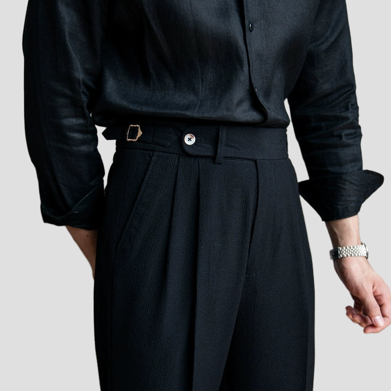 Men’s Tailored Pleated Trousers – Elegant Fit