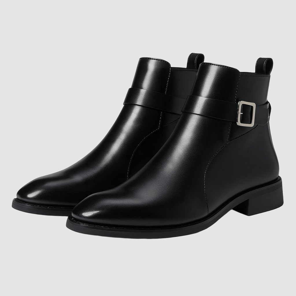 Men’s Leather Chelsea Boots with Buckle