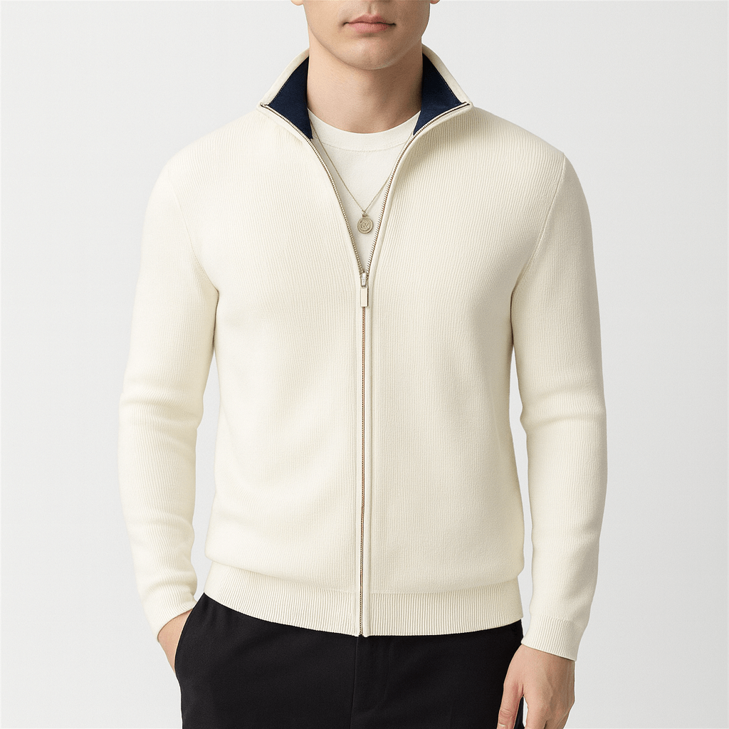 Warm Knitted Men’s Zip Sweater