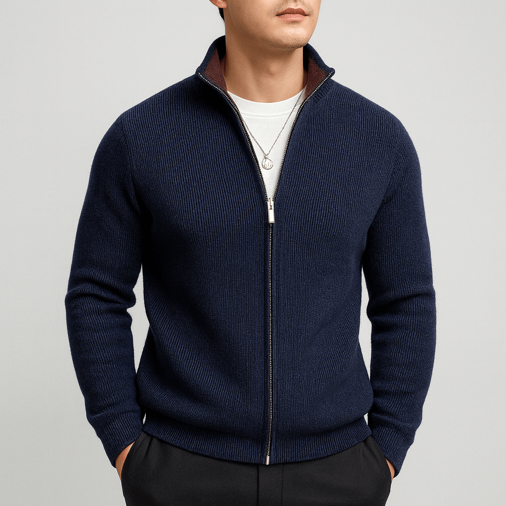 Warm Knitted Men’s Zip Sweater