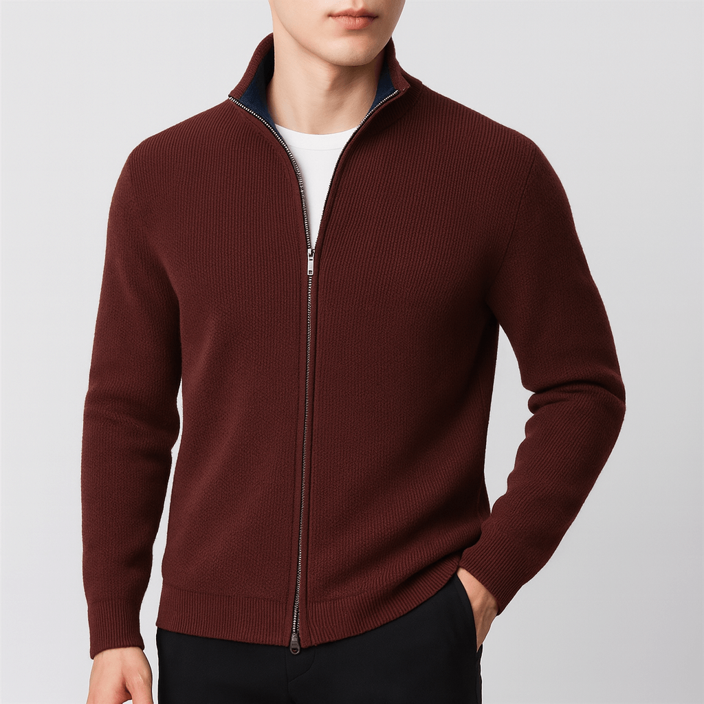 Warm Knitted Men’s Zip Sweater