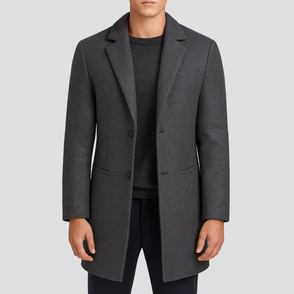 Elegant Slim-Fit Wool Men’s Coat