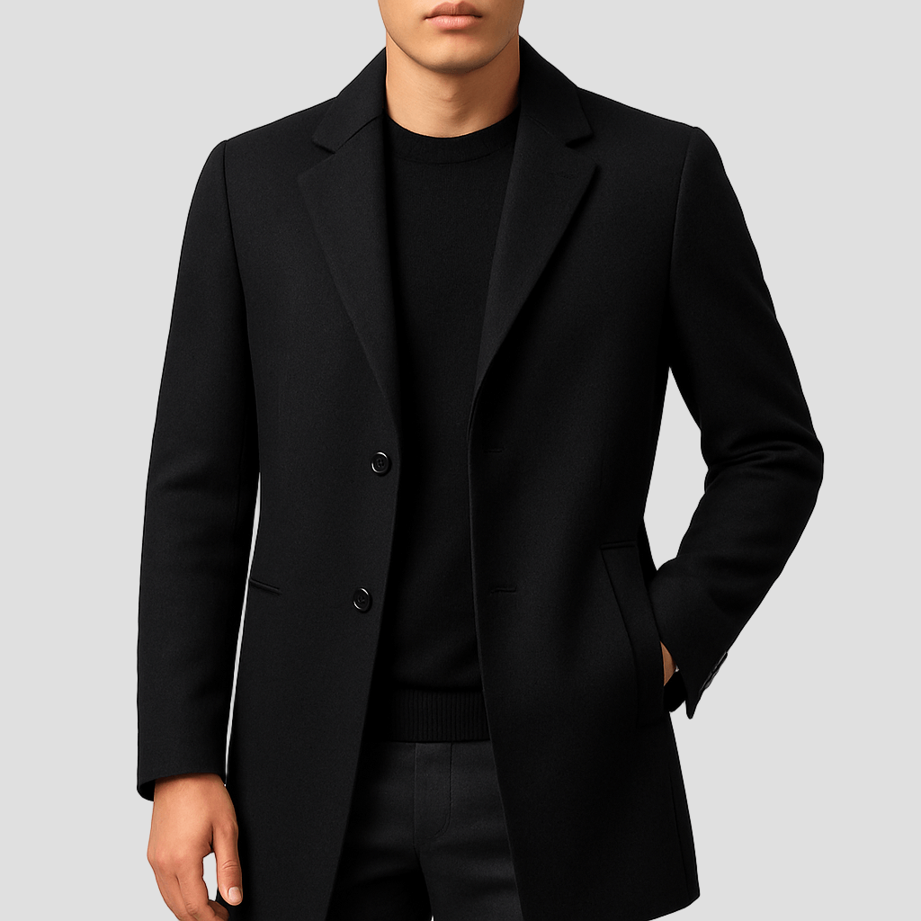 Elegant Slim-Fit Wool Men’s Coat
