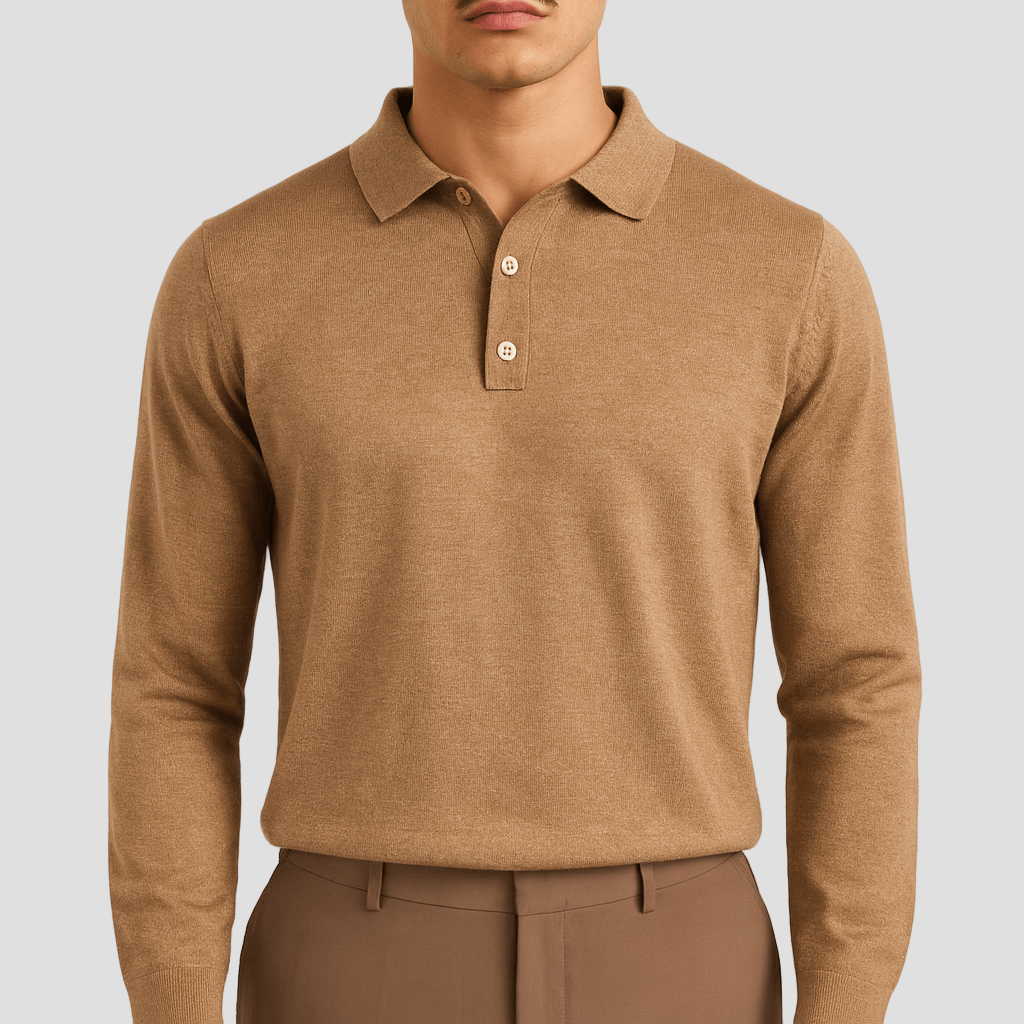 Men's Elegant Wool Polo Sweater