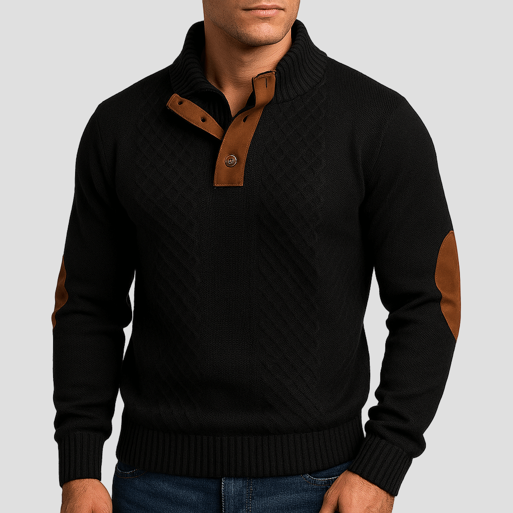 Men’s Zip Sweater with Leather Details