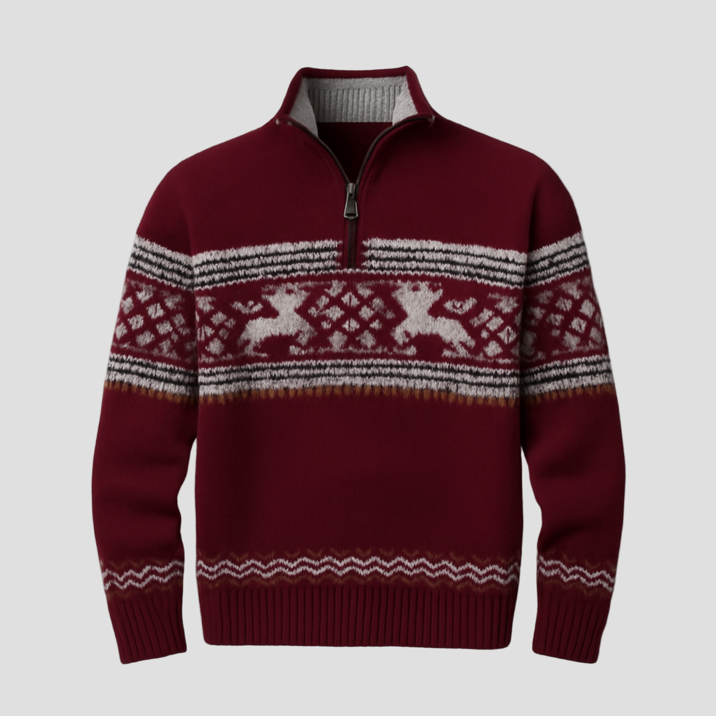 Men’s Fair Isle Jumper – Warm Half-Zip Nordic Style