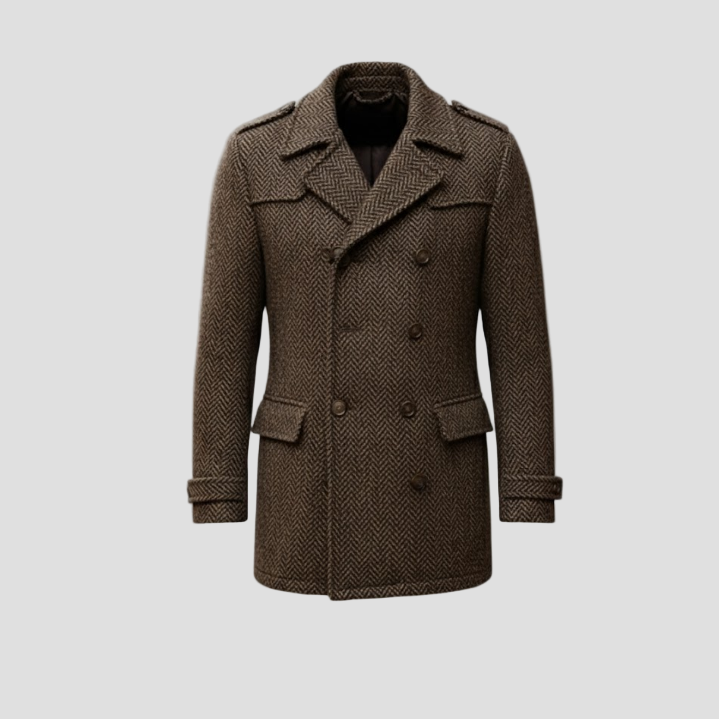 Elegant Dark Brown Wool Men’s Coat