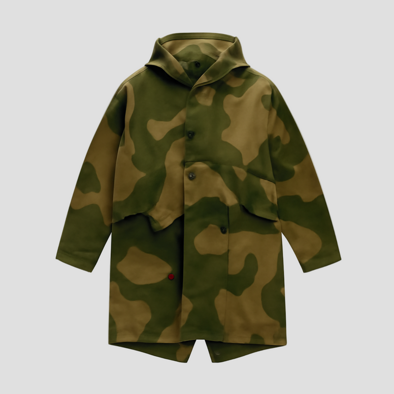Men’s Camouflage Trench Coat with Hood