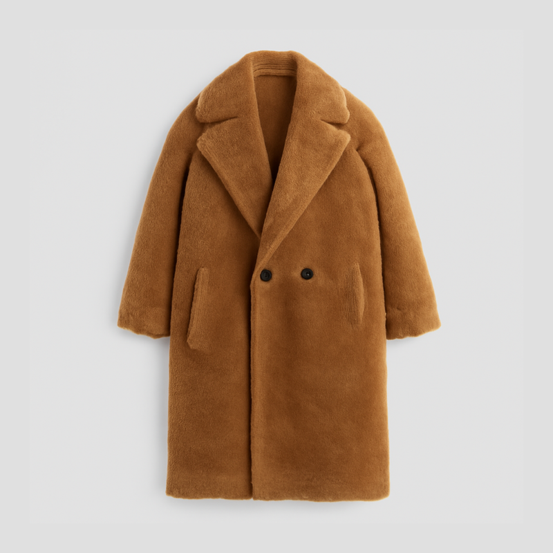 Long Plush Teddy Coat in Solid Colour