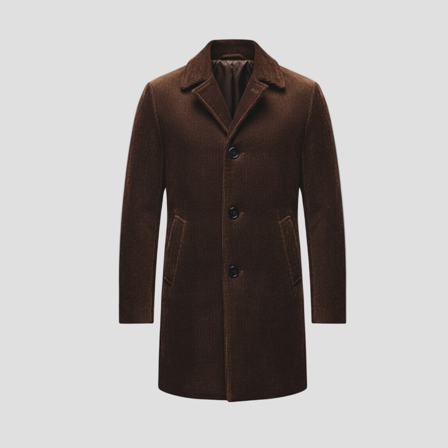 Elegant Mid-Length Corduroy Coat