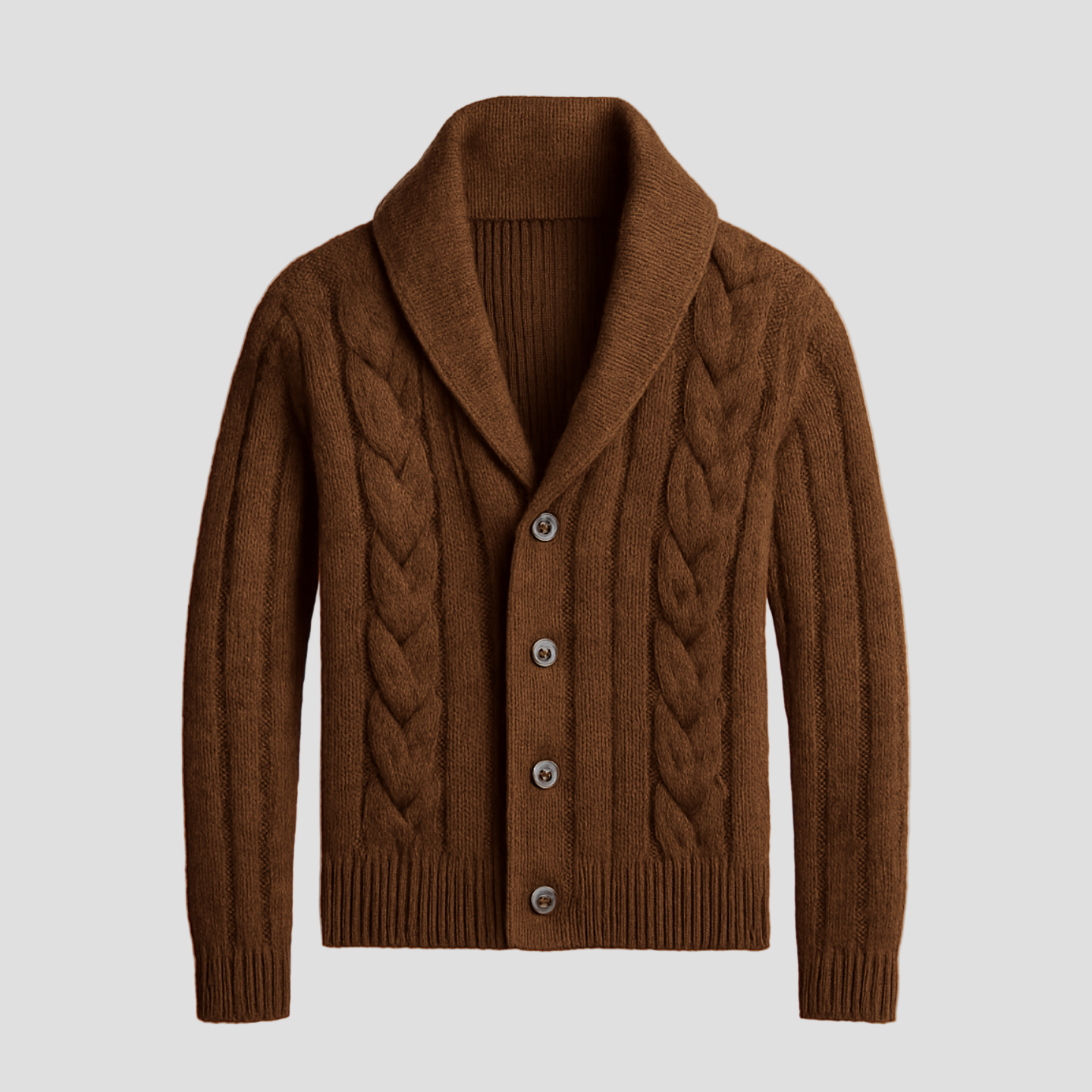 Cable-Knit Cardigan with Shawl Collar