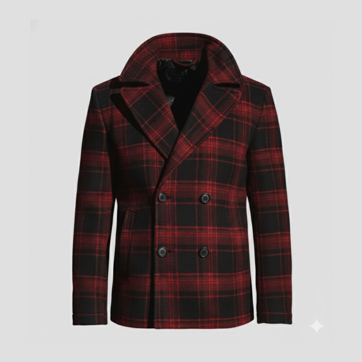 Classic Short Wool Check Coat