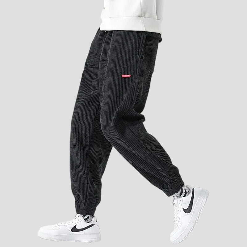 Men’s Relaxed Corduroy Jogger Trousers – Baggy Fit