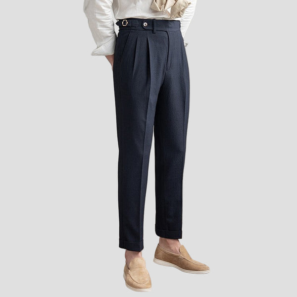 Men’s Tailored Pleated Trousers – Elegant Fit