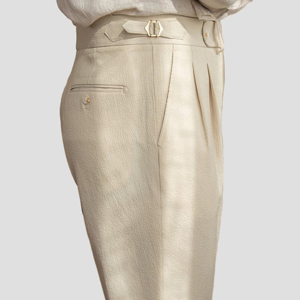 Men’s Tailored Pleated Trousers – Elegant Fit