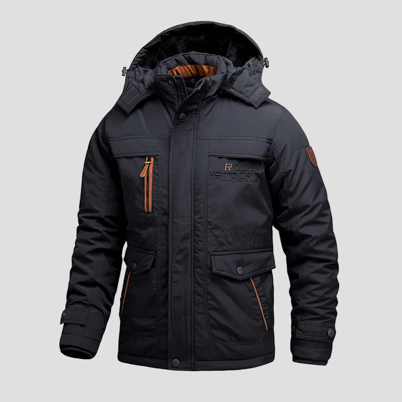 Men’s Windproof Insulated Winter Jacket with Pockets