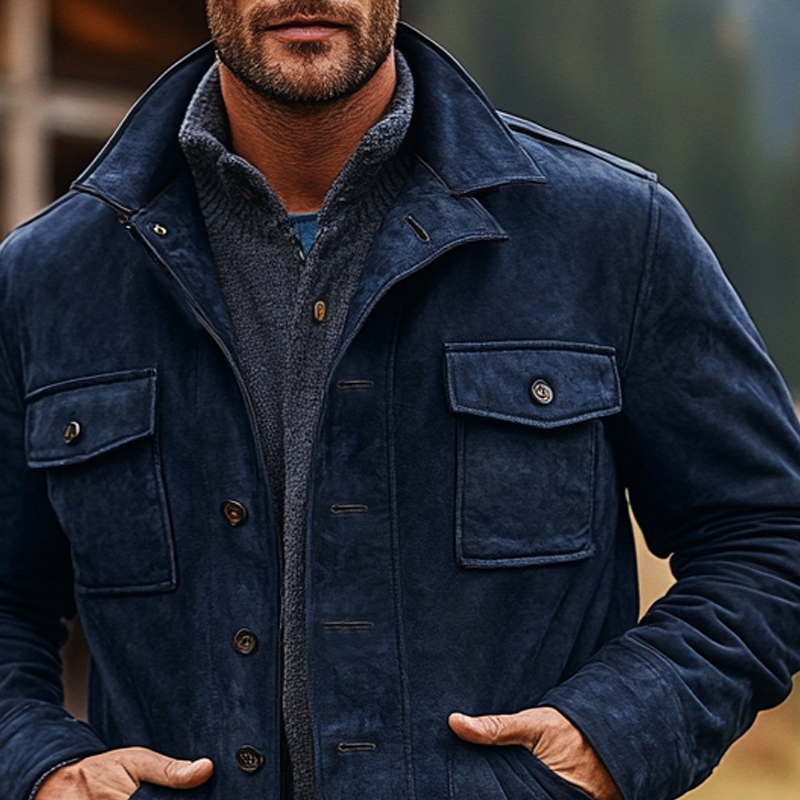 Vintage Suede Coat with Collar