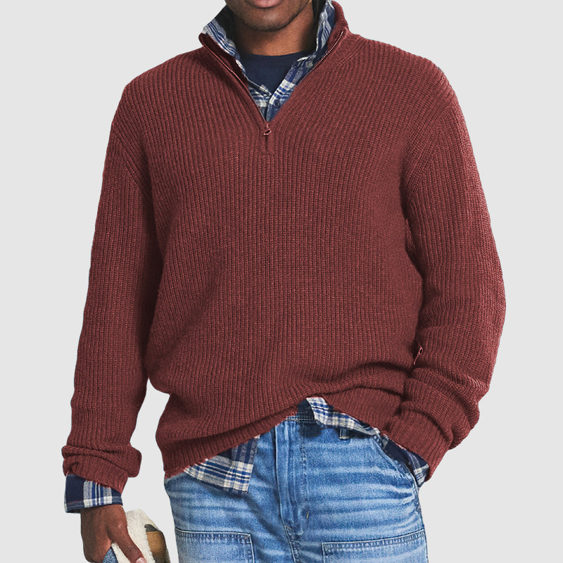 Men's Cashmere Business-Casual Zip Sweater