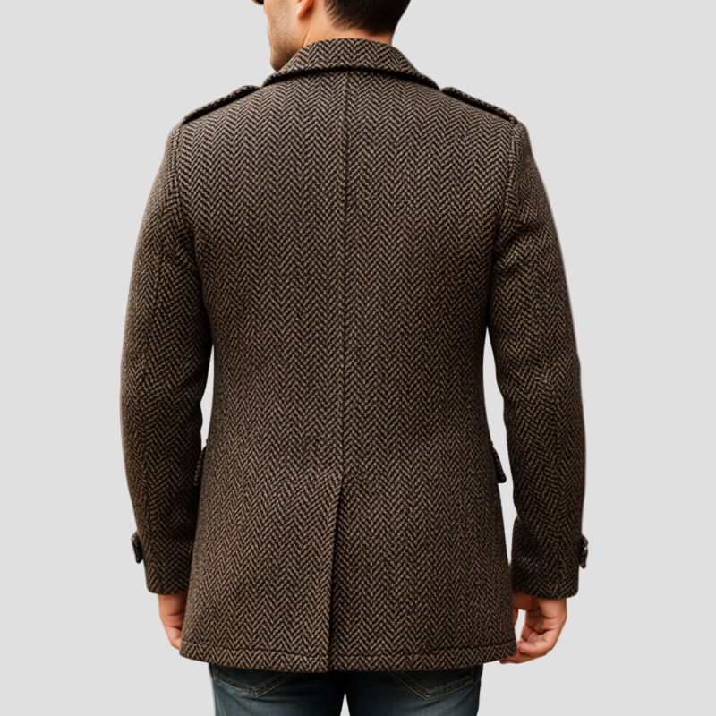 Elegant Dark Brown Wool Men’s Coat