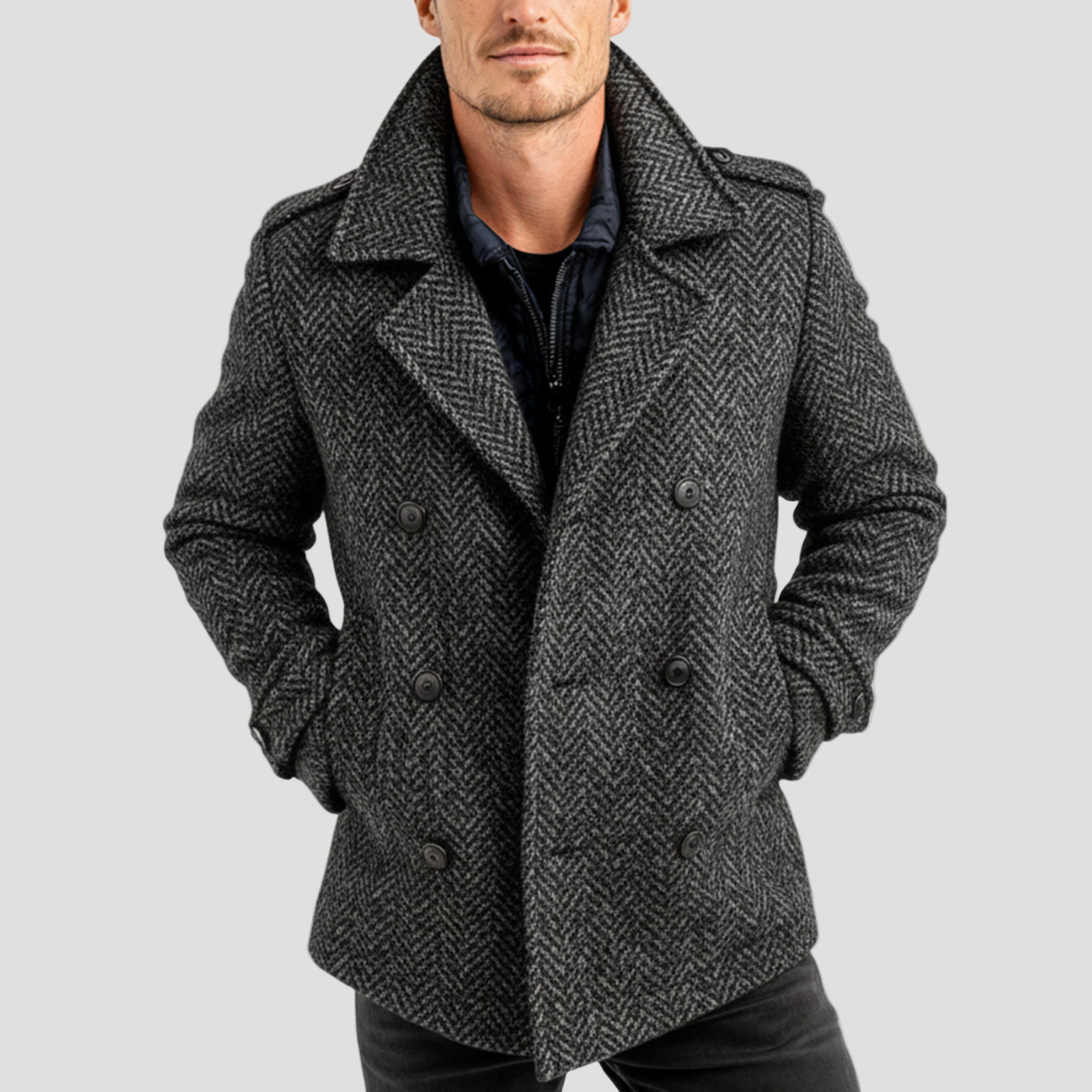Herringbone Wool Coat
