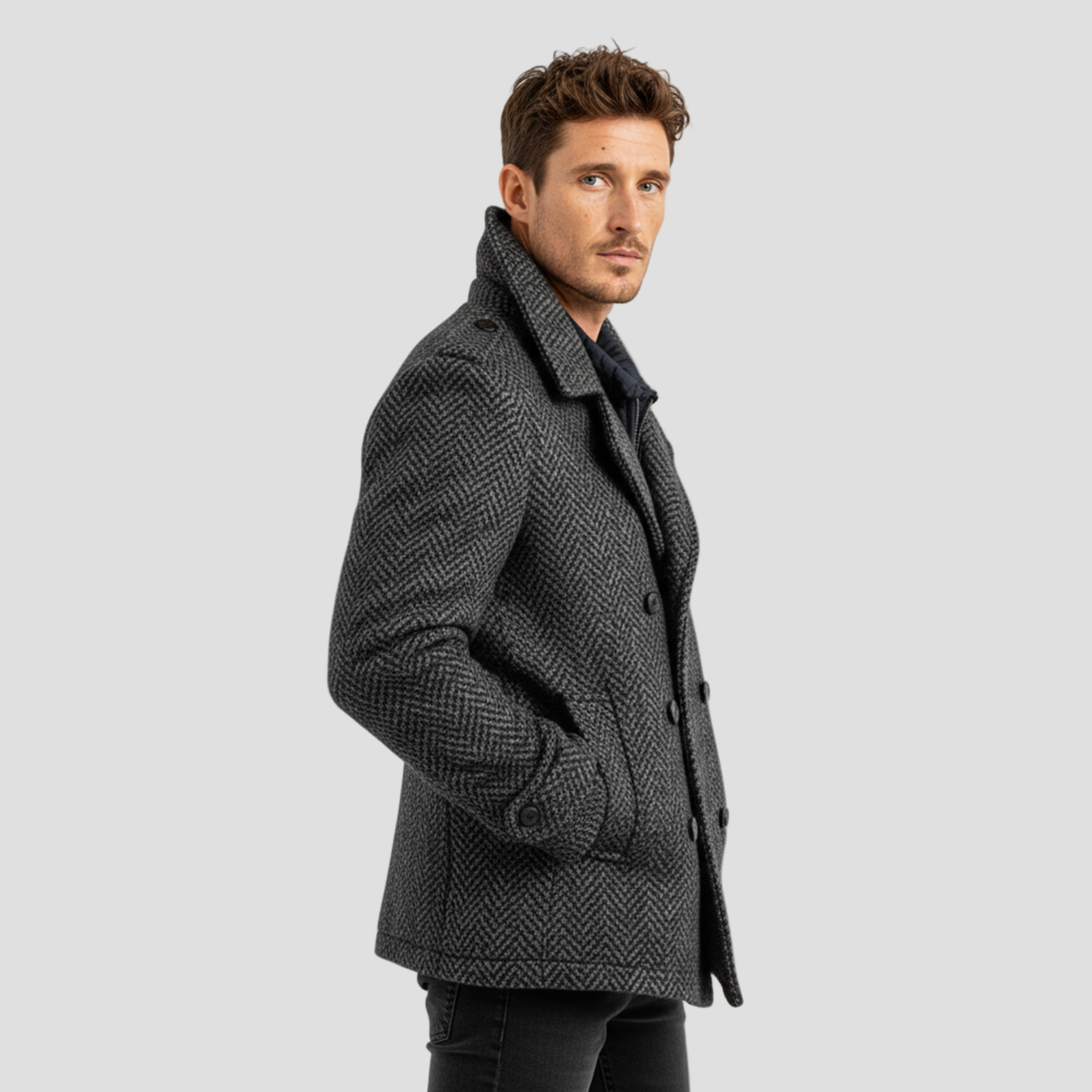 Herringbone Wool Coat