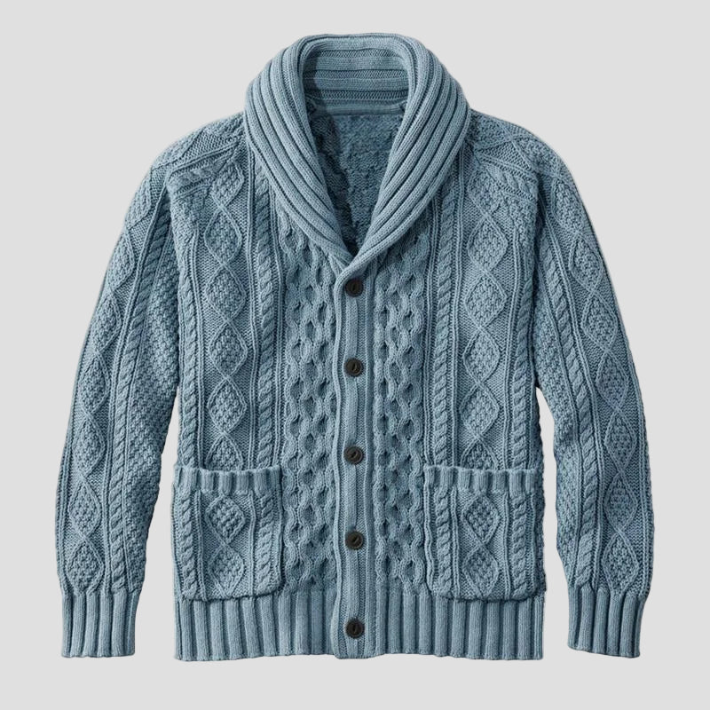 Retro Jacquard Knitted Cardigan in Relaxed Fit