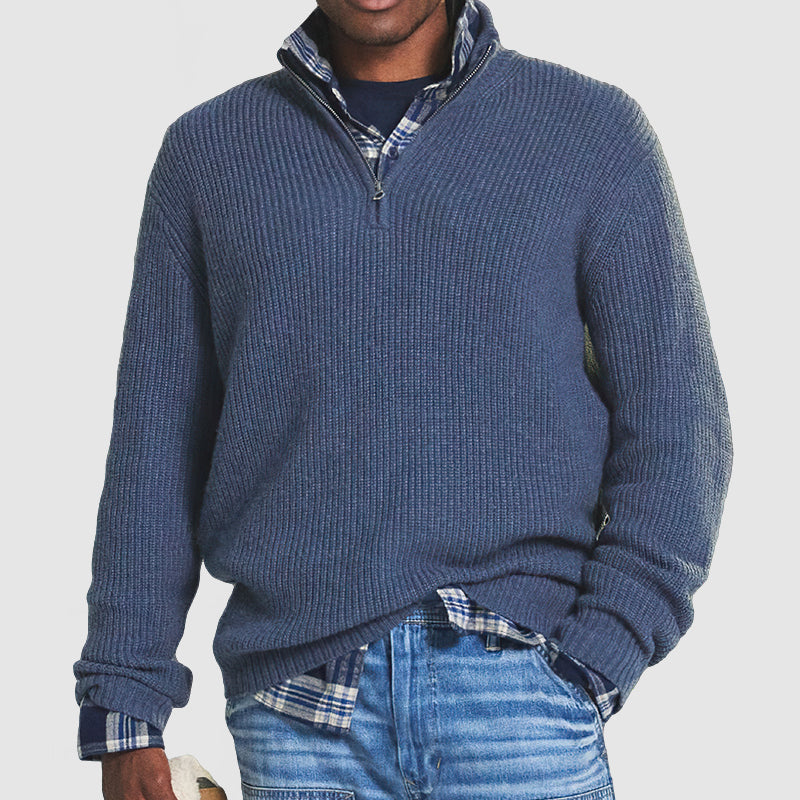 Men's Cashmere Business-Casual Zip Sweater