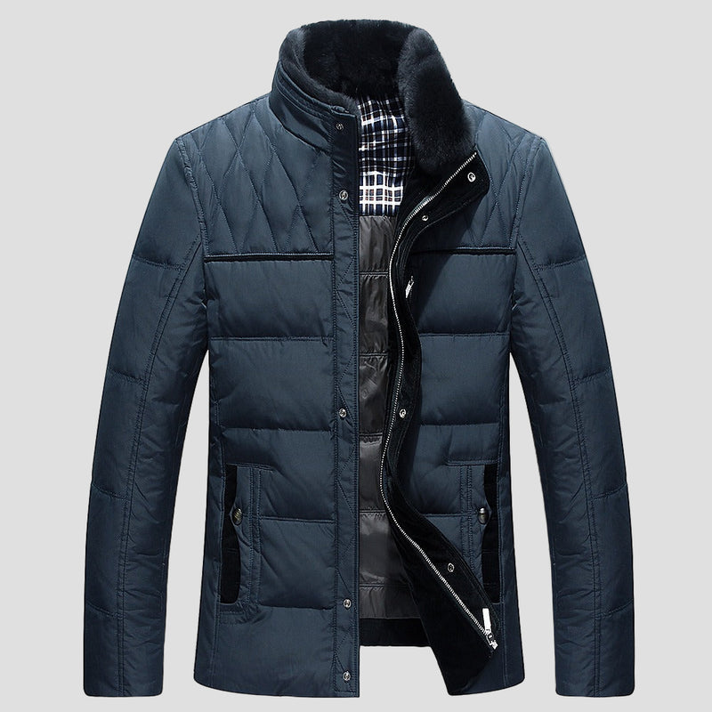 Men’s Quilted Winter Jacket with Soft Faux Fur Lining