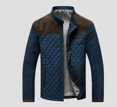 Men’s Quilted Winter Jacket with Suede Details