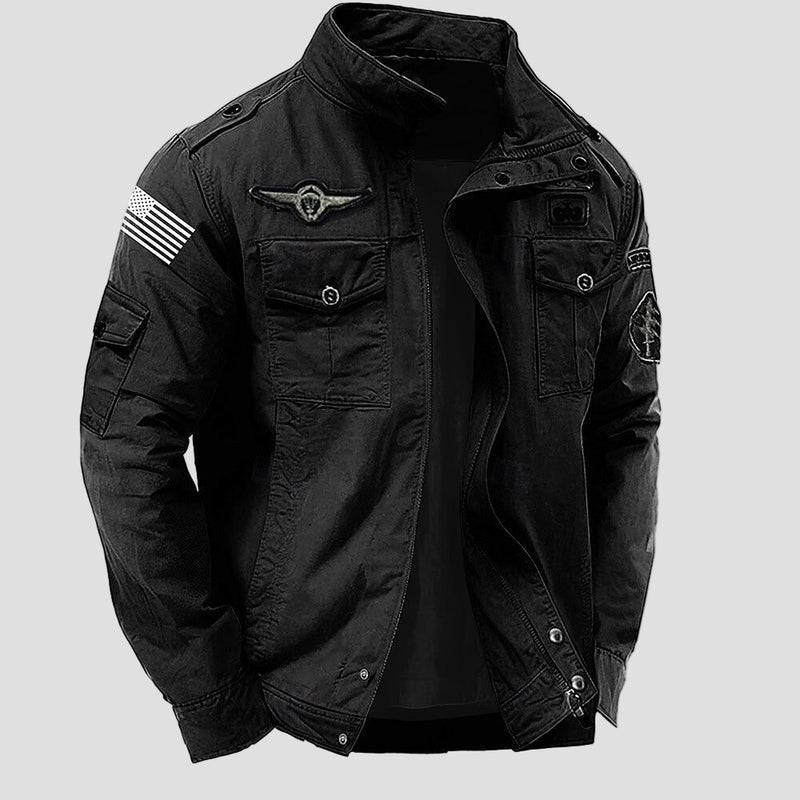Embroidered Cotton Military Jacket