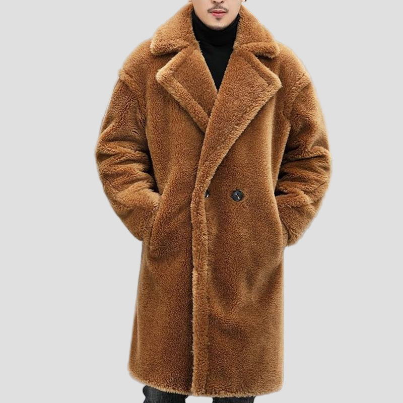 Long Plush Teddy Coat in Solid Colour