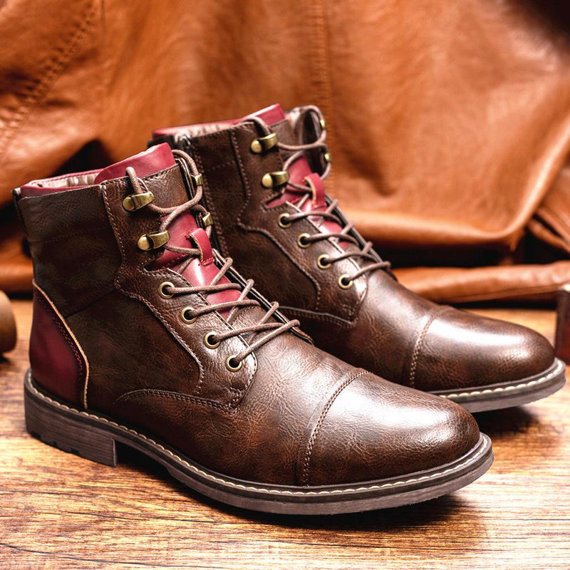 Men’s Patchwork Leather Ankle Boots