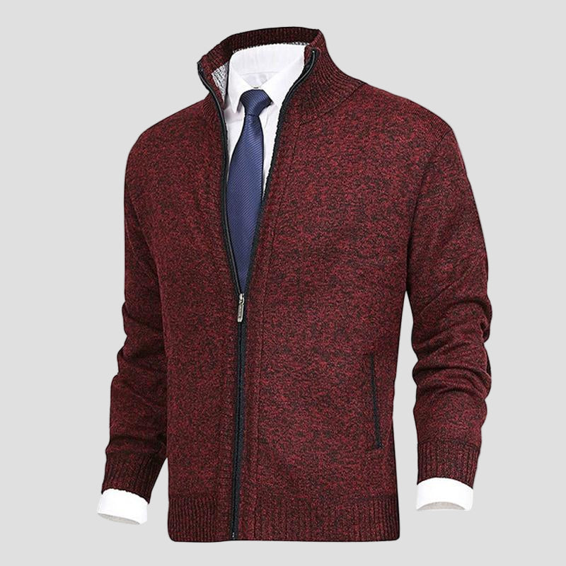 Solid Knitted Cardigan with Collar