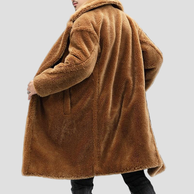 Long Plush Teddy Coat in Solid Colour