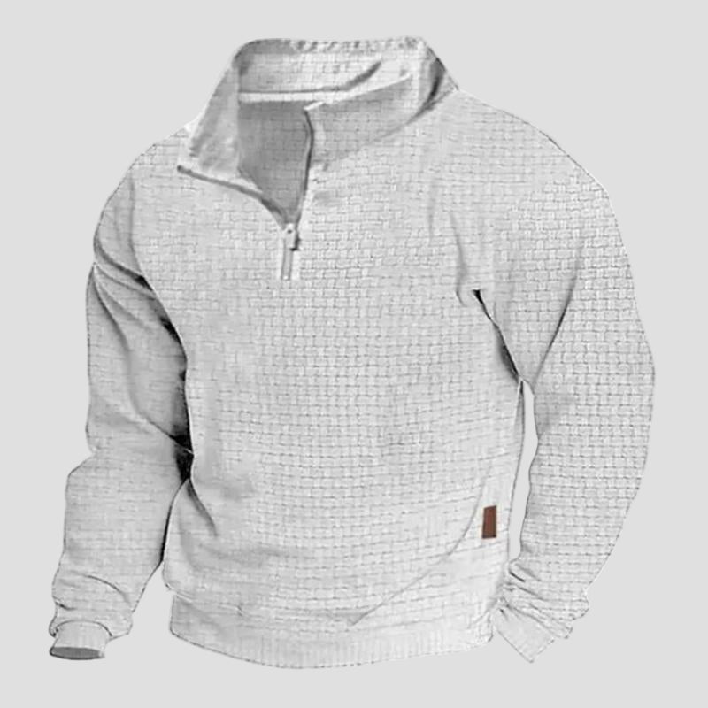 Men’s Cotton-Blend Outdoor Zip Sweatshirt with Stand Collar