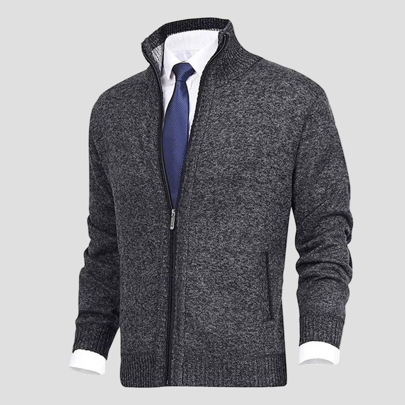 Solid Knitted Cardigan with Collar